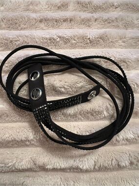 Swarovski Black Multi-Strand Wrap Bracelet with Stud Accents